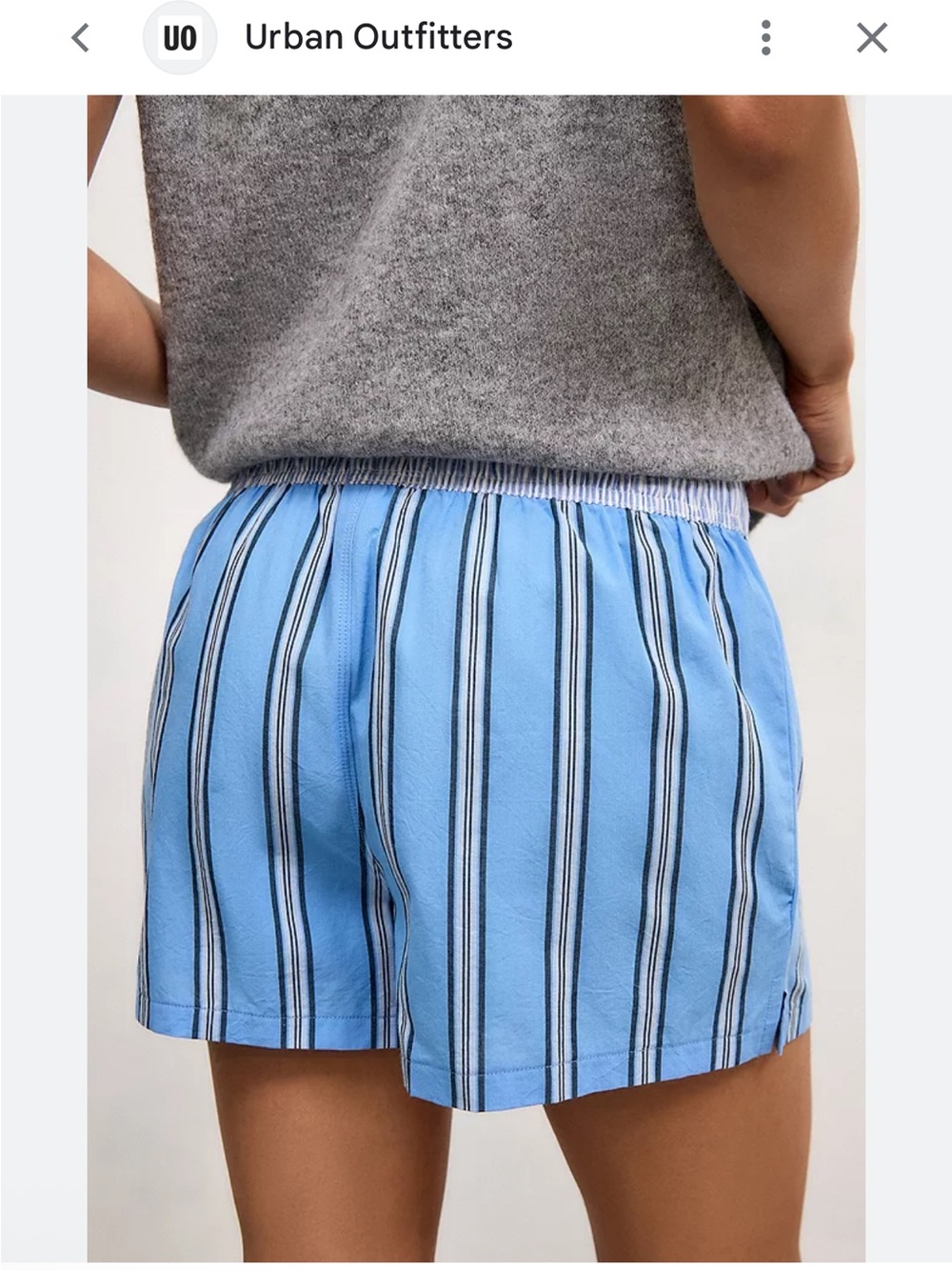 BDG Blue and White Vertical Stripe Boxer Shorts - Picture 2 of 6